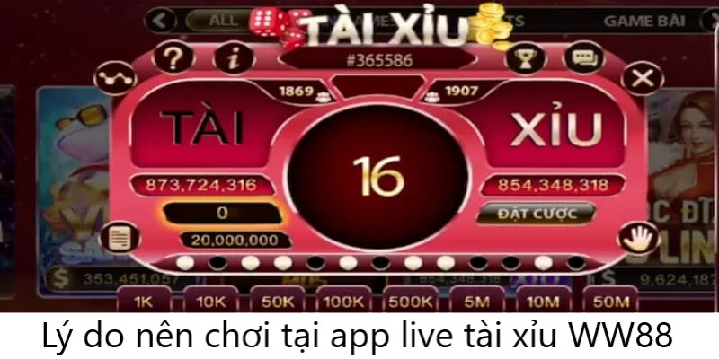 Lý do nên chơi game tại app live tài xỉu của WW88